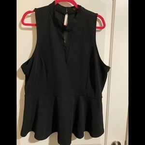 Forever21 black textured peplum blouse